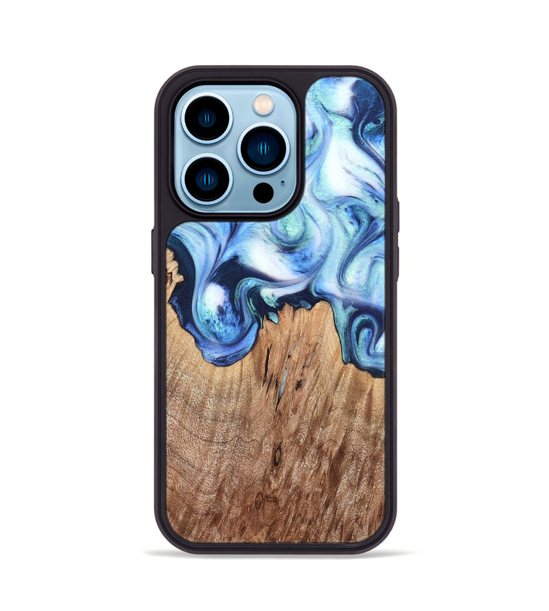 iPhone 14 Pro Wood Phone Case - Jonna (Blue, 820665)