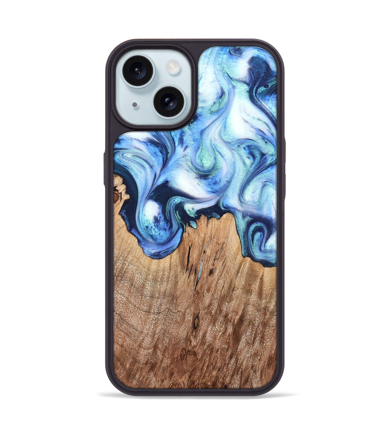 iPhone 15 Wood Phone Case - Jonna (Blue, 820665)