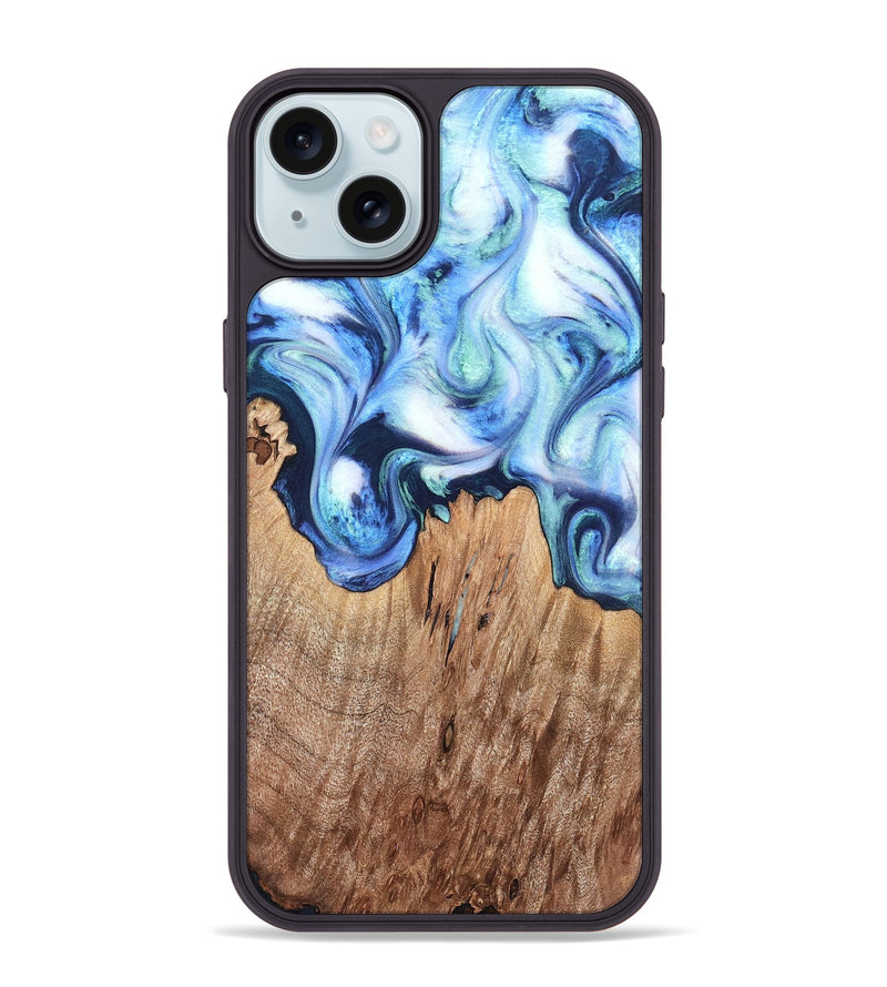 iPhone 15 Plus Wood Phone Case - Jonna (Blue, 820665)