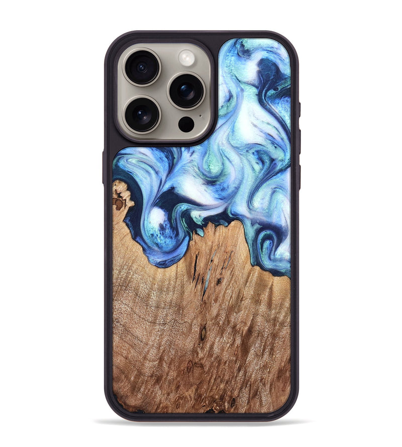 iPhone 15 Pro Max Wood Phone Case - Jonna (Blue, 820665)