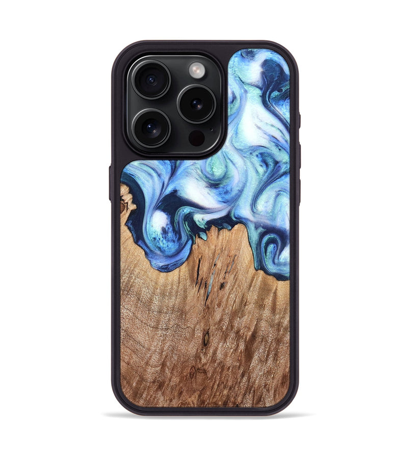 iPhone 15 Pro Wood Phone Case - Jonna (Blue, 820665)