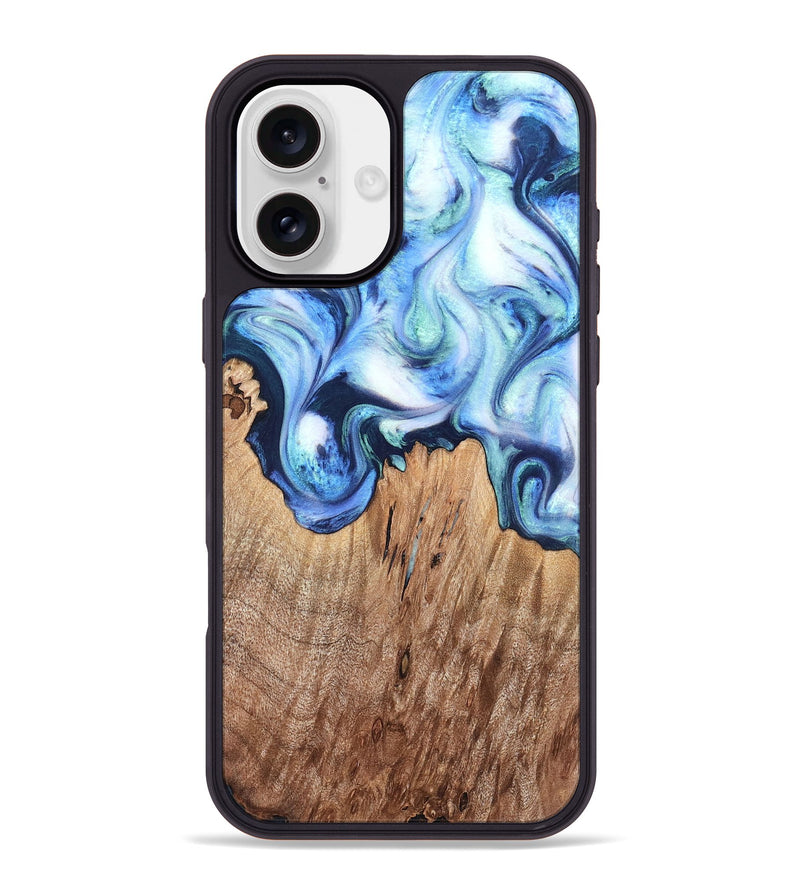 iPhone 16 Plus Wood Phone Case - Jonna (Blue, 820665)