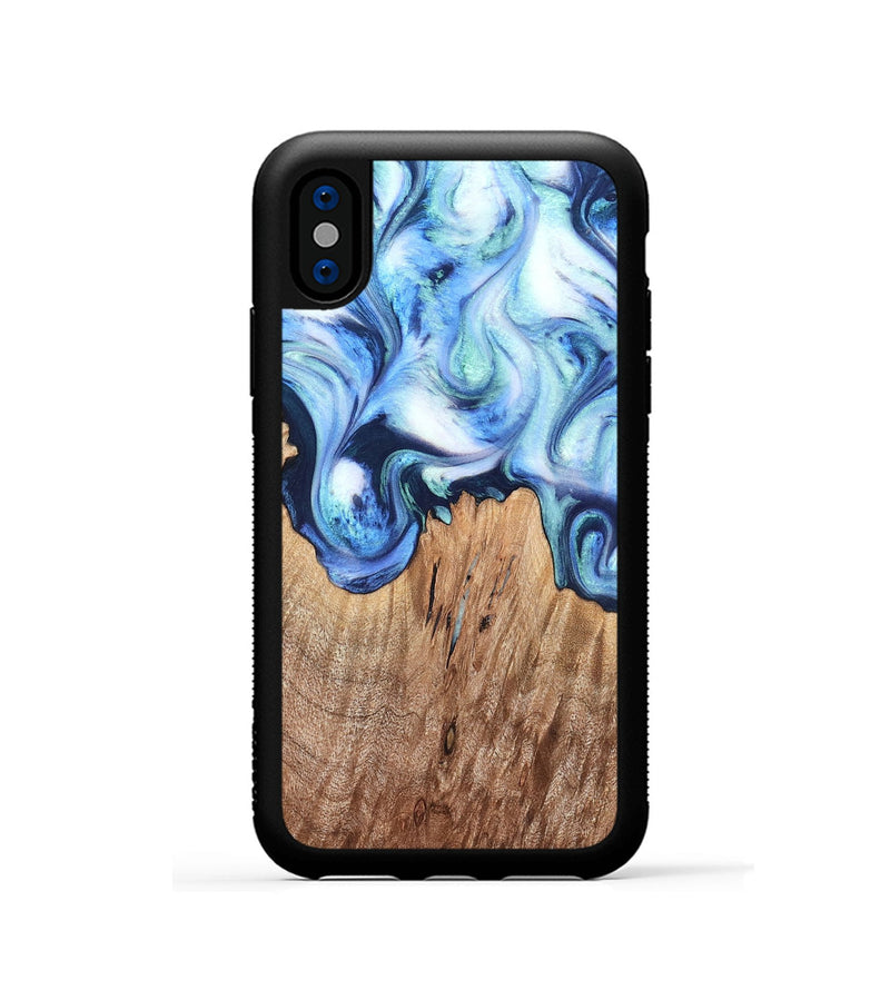 iPhone Xs Wood Phone Case - Jonna (Blue, 820665)
