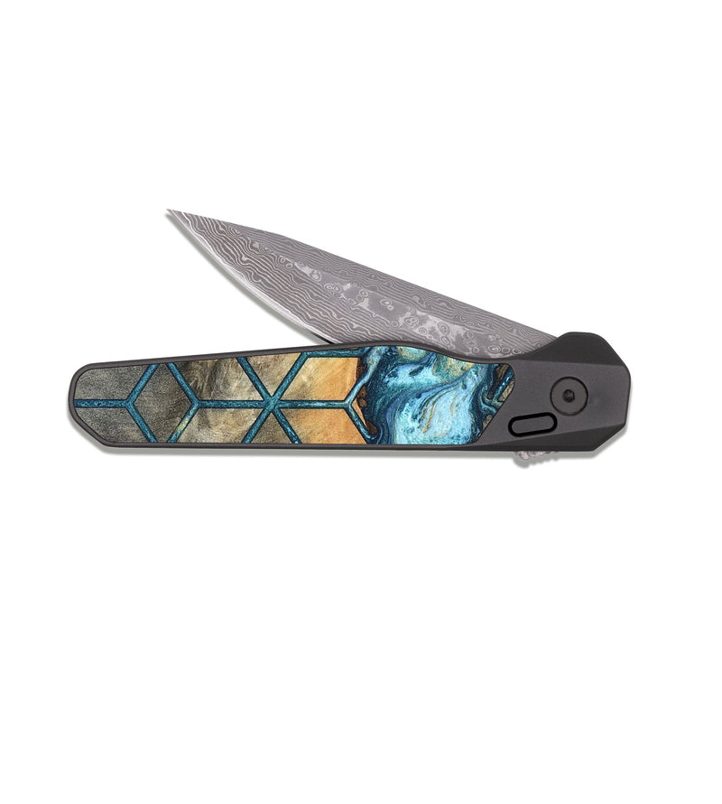 EDC Dark Damascus Wood Pocket Knife - Miley (Pattern, 820677)