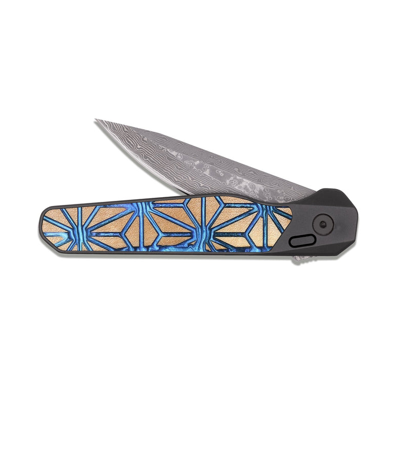 EDC Dark Damascus Wood Pocket Knife - Greta (Pattern, 820679)