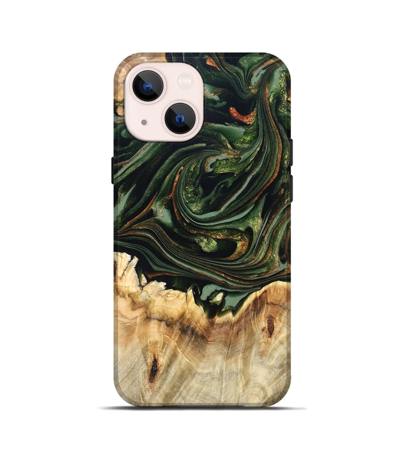 iPhone 13 mini Wood Live Edge Phone Case - Zariah (Green, 820695)