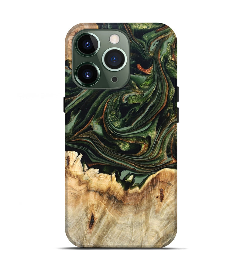 iPhone 13 Pro Wood Live Edge Phone Case - Zariah (Green, 820695)
