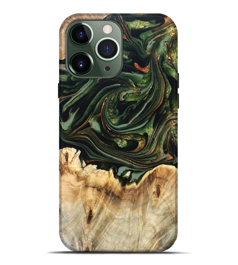 iPhone 13 Pro Max Wood Live Edge Phone Case - Zariah (Green, 820695)