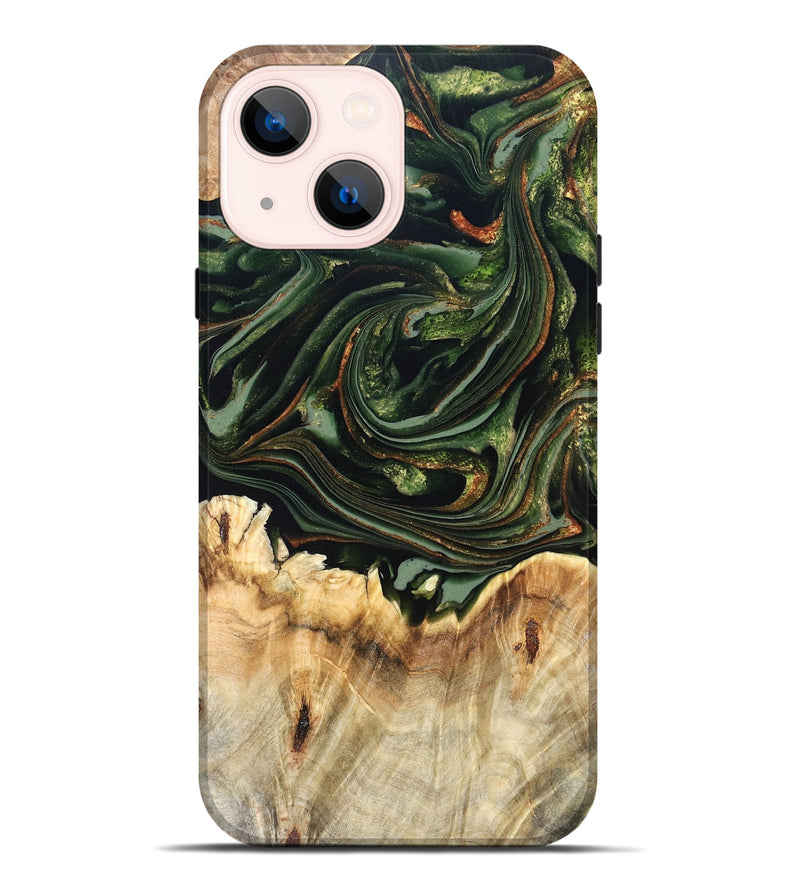 iPhone 14 Plus Wood Live Edge Phone Case - Zariah (Green, 820695)