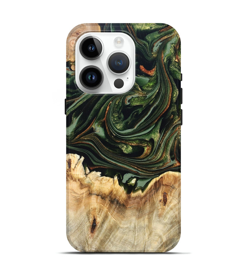 iPhone 15 Pro Wood Live Edge Phone Case - Zariah (Green, 820695)
