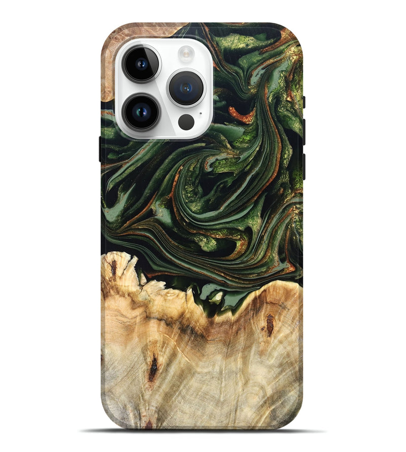 iPhone 15 Pro Max Wood Live Edge Phone Case - Zariah (Green, 820695)