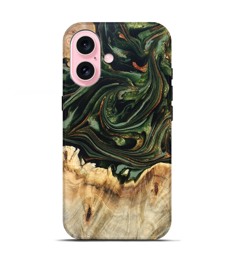 iPhone 17 Wood Live Edge Phone Case - Zariah (Green, 820695)