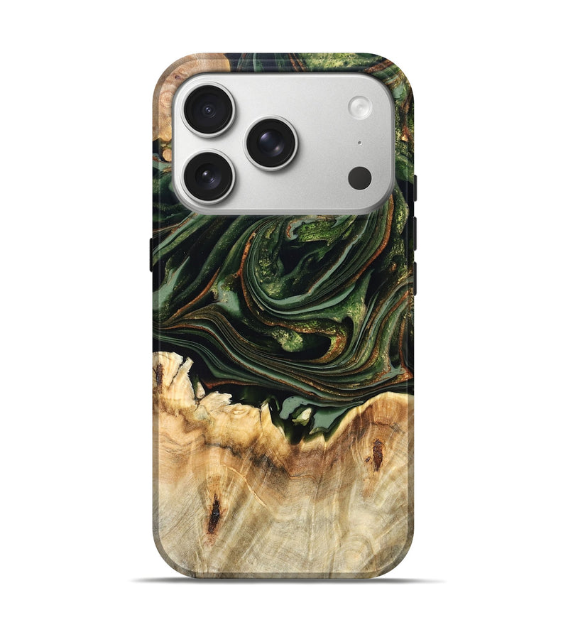 iPhone 17 Pro Wood Live Edge Phone Case - Zariah (Green, 820695)