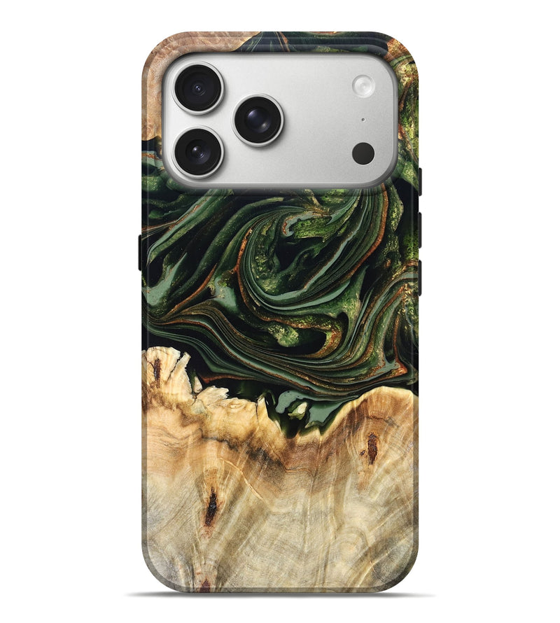 iPhone 17 Pro Max Wood Live Edge Phone Case - Zariah (Green, 820695)
