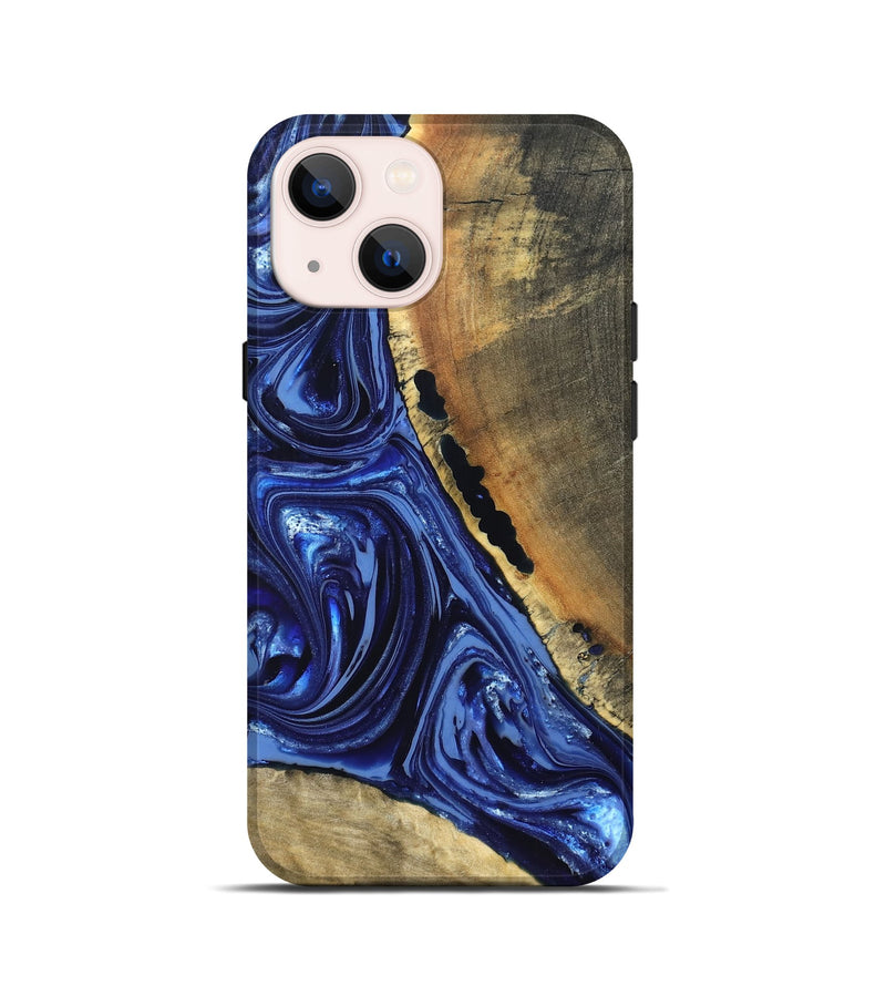 iPhone 13 mini Wood Live Edge Phone Case - Evelyn (Blue, 820697)