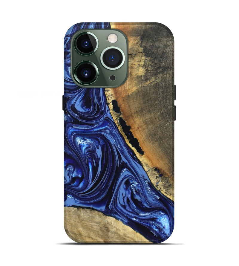 iPhone 13 Pro Wood Live Edge Phone Case - Evelyn (Blue, 820697)