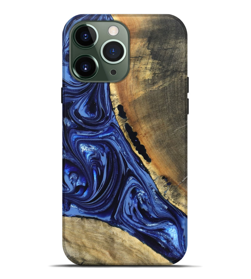 iPhone 13 Pro Max Wood Live Edge Phone Case - Evelyn (Blue, 820697)