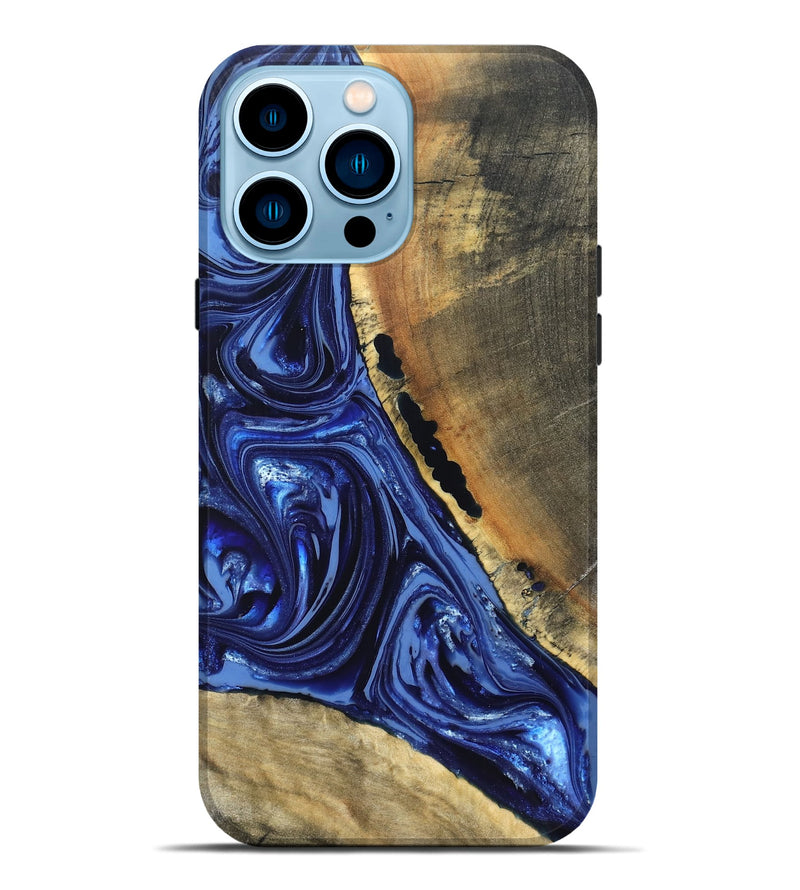iPhone 14 Pro Max Wood Live Edge Phone Case - Evelyn (Blue, 820697)