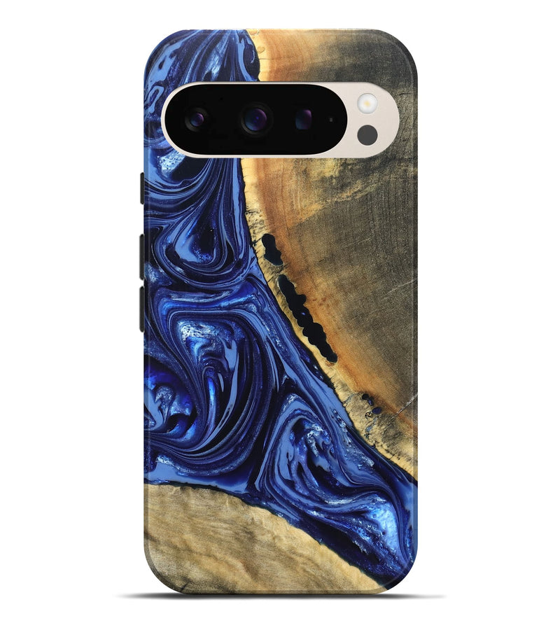 Pixel 9 Pro XL Wood Live Edge Phone Case - Evelyn (Blue, 820697)
