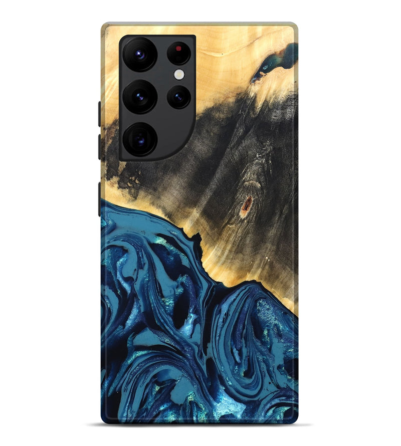 Galaxy S22 Ultra Wood Live Edge Phone Case - Lettie (Blue, 820700)