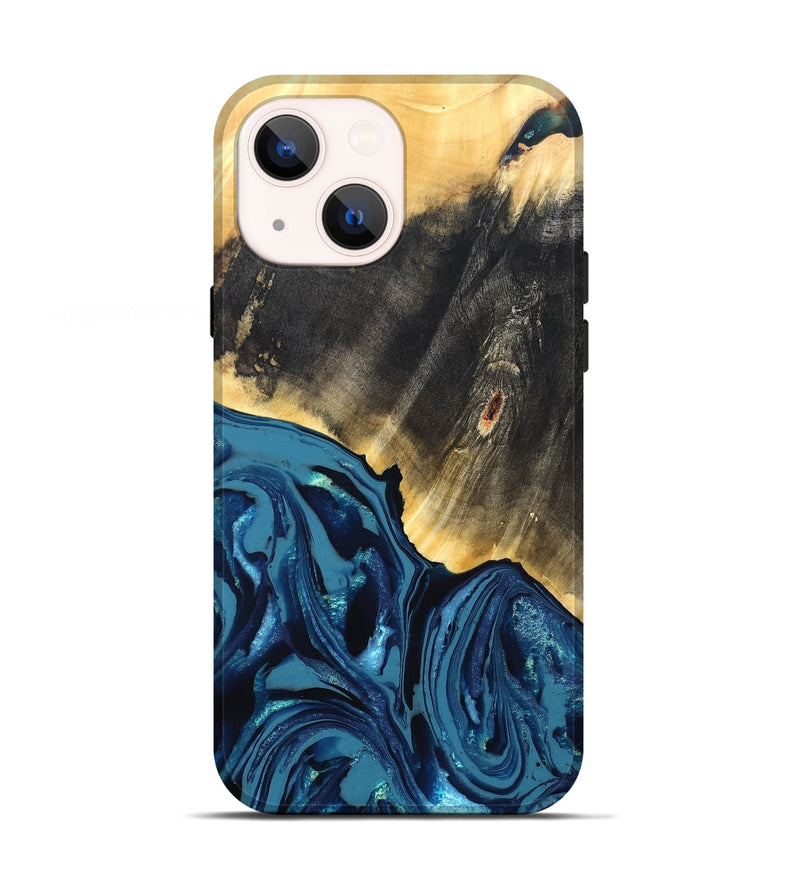 iPhone 13 Wood Live Edge Phone Case - Lettie (Blue, 820700)