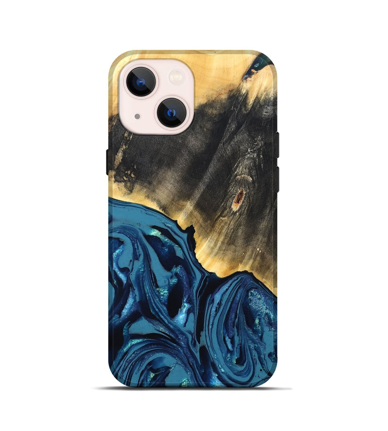 iPhone 13 mini Wood Live Edge Phone Case - Lettie (Blue, 820700)