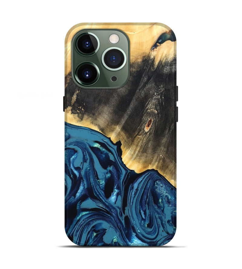 iPhone 13 Pro Wood Live Edge Phone Case - Lettie (Blue, 820700)