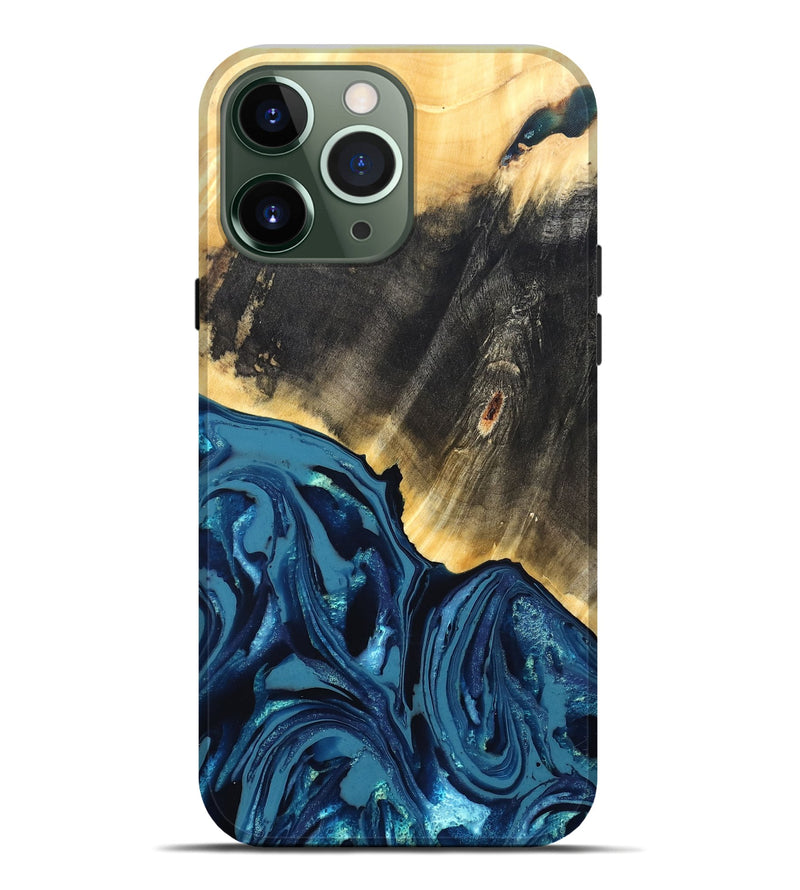 iPhone 13 Pro Max Wood Live Edge Phone Case - Lettie (Blue, 820700)