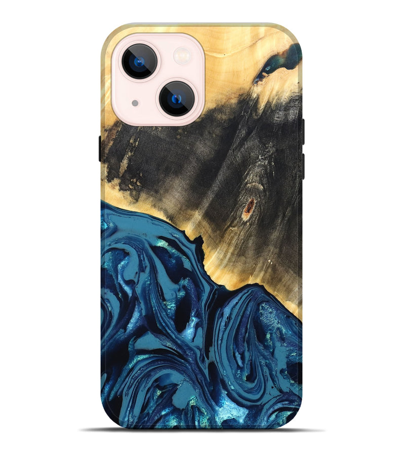 iPhone 14 Plus Wood Live Edge Phone Case - Lettie (Blue, 820700)