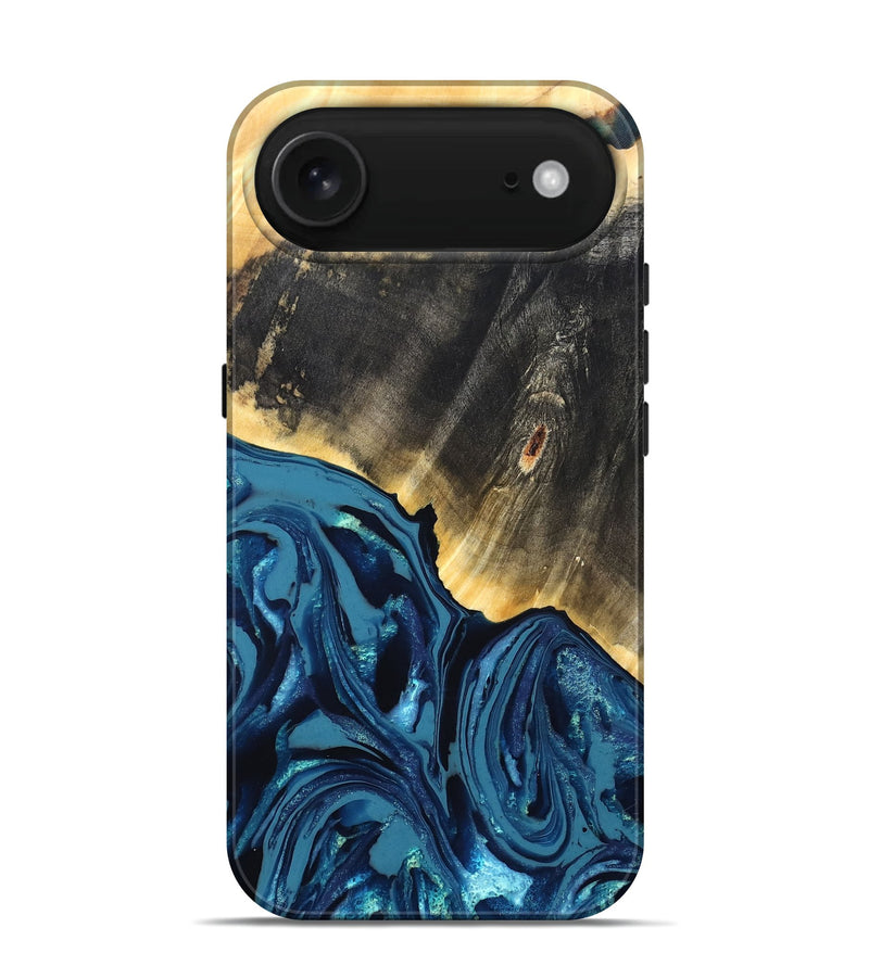 iPhone 17 Air Wood Live Edge Phone Case - Lettie (Blue, 820700)