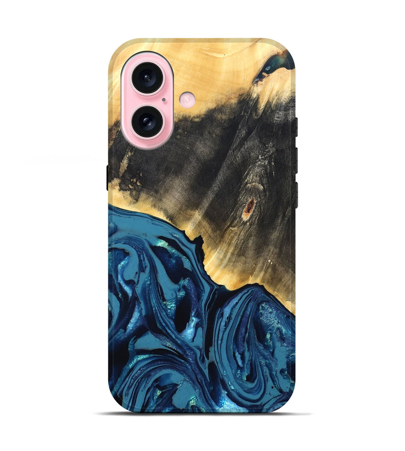 iPhone 17 Wood Live Edge Phone Case - Lettie (Blue, 820700)