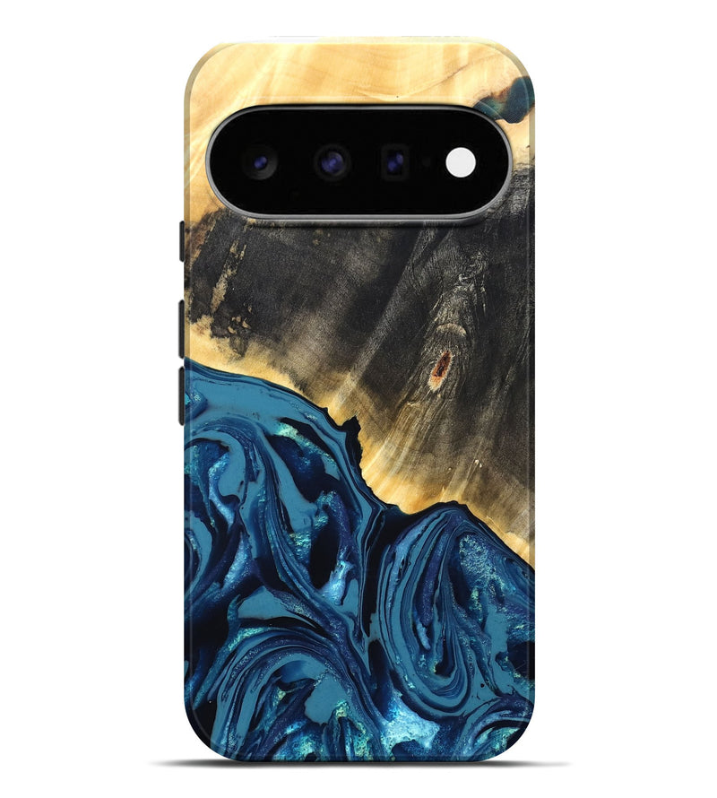 Pixel 11 Pro XL Wood Live Edge Phone Case - Lettie (Blue, 820700)