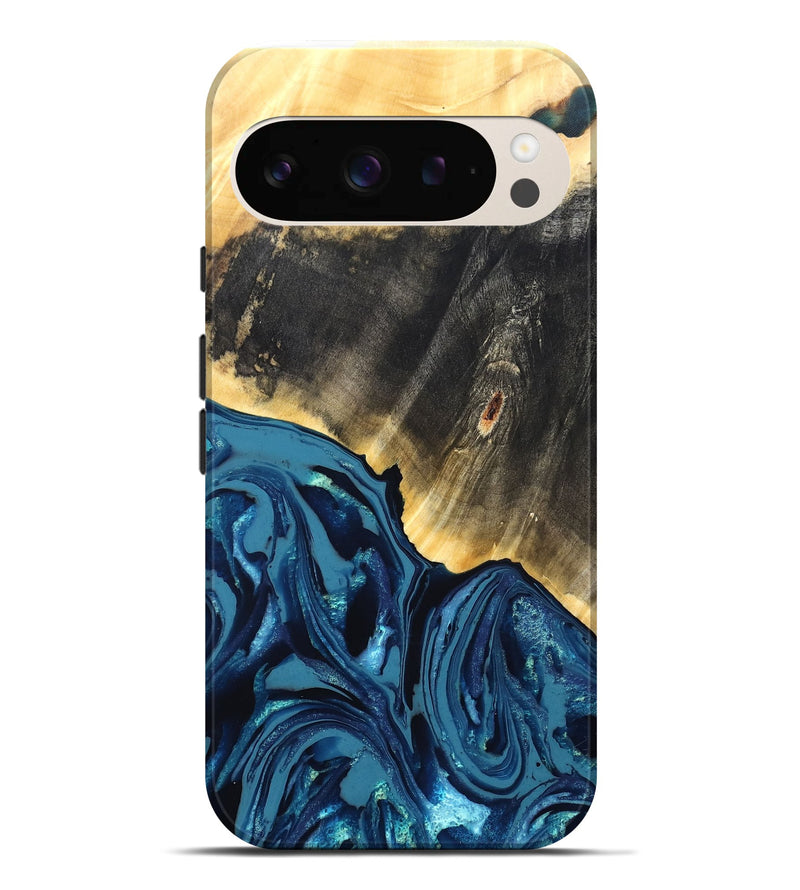 Pixel 9 Pro XL Wood Live Edge Phone Case - Lettie (Blue, 820700)