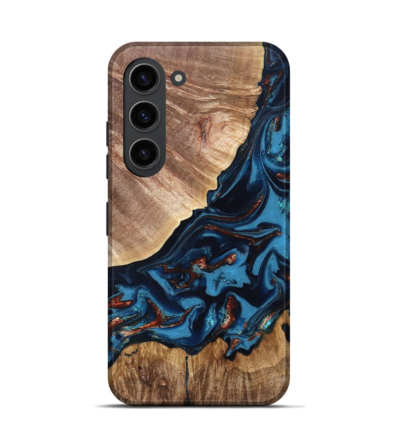 Galaxy S23 Wood Live Edge Phone Case - Chynna (Teal & Gold, 820701)