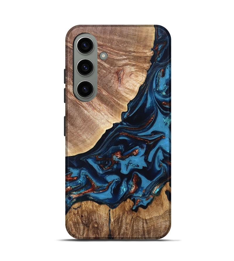 Galaxy S24 Wood Live Edge Phone Case - Chynna (Teal & Gold, 820701)