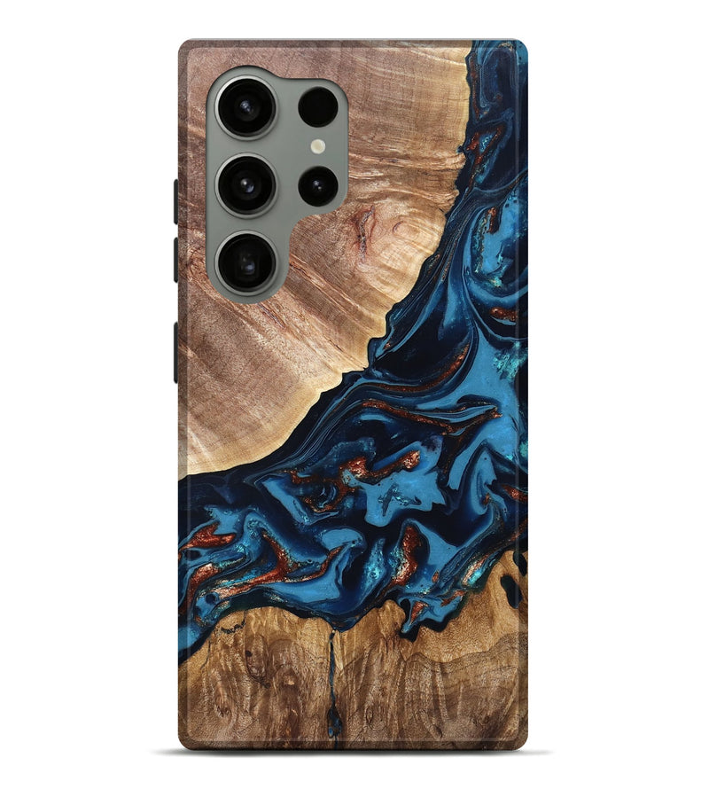 Galaxy S24 Ultra Wood Live Edge Phone Case - Chynna (Teal & Gold, 820701)