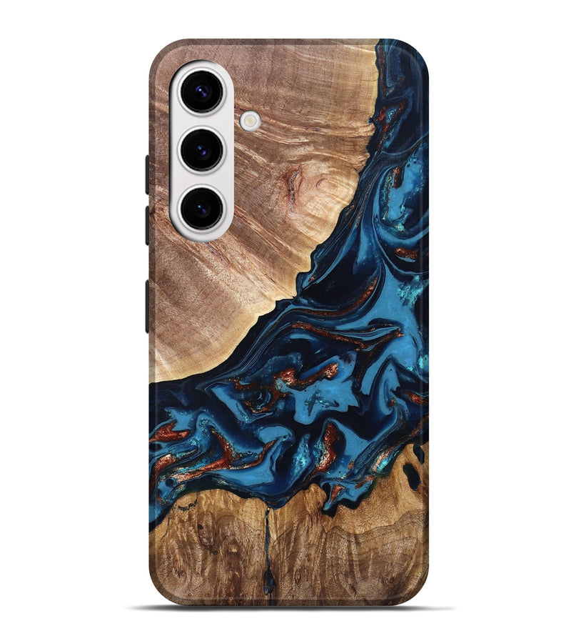Galaxy S25 Plus Wood Live Edge Phone Case - Chynna (Teal & Gold, 820701)