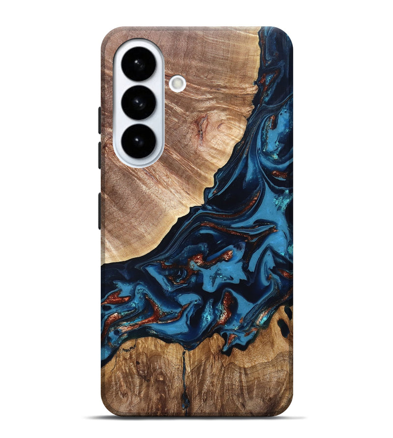 Galaxy S26 Plus Wood Live Edge Phone Case - Chynna (Teal & Gold, 820701)