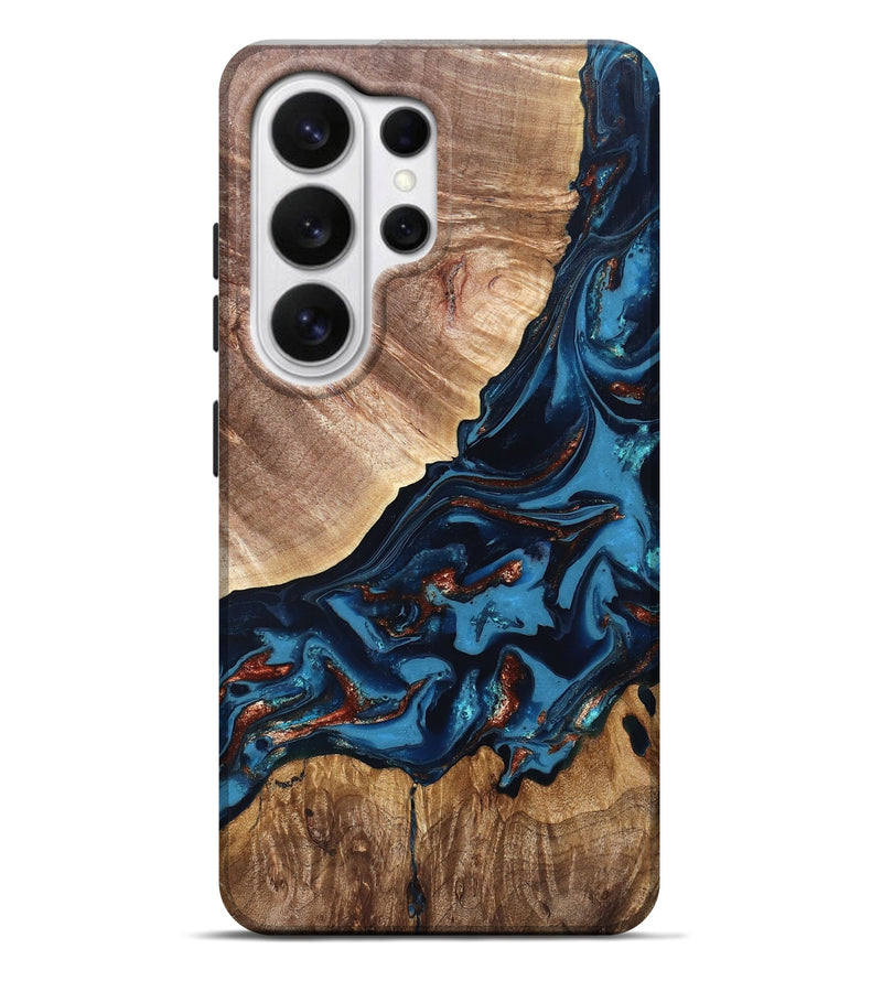 Galaxy S26 Ultra Wood Live Edge Phone Case - Chynna (Teal & Gold, 820701)