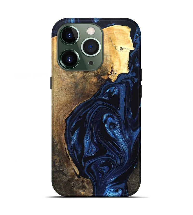 iPhone 13 Pro Wood Live Edge Phone Case - Zariyah (Blue, 820702)