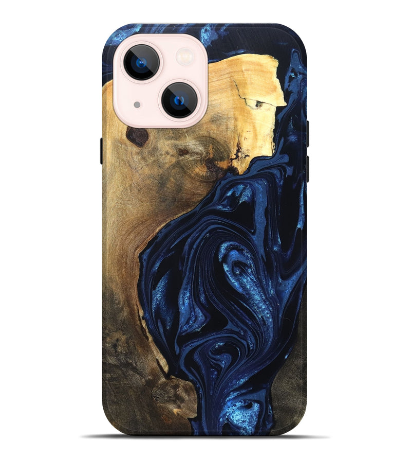 iPhone 14 Plus Wood Live Edge Phone Case - Zariyah (Blue, 820702)