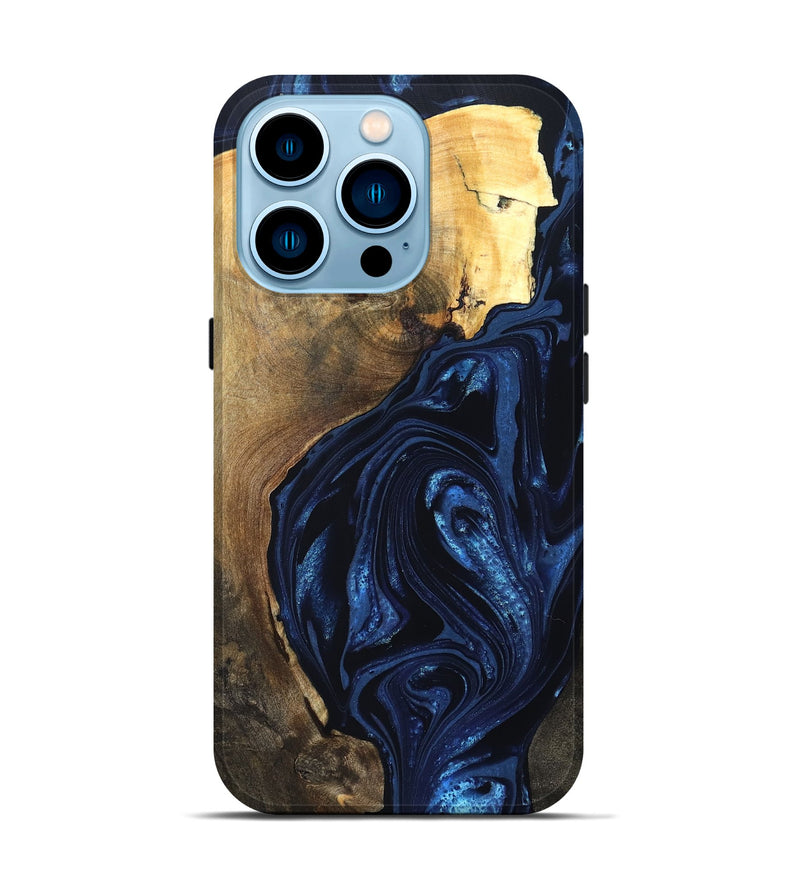 iPhone 14 Pro Wood Live Edge Phone Case - Zariyah (Blue, 820702)