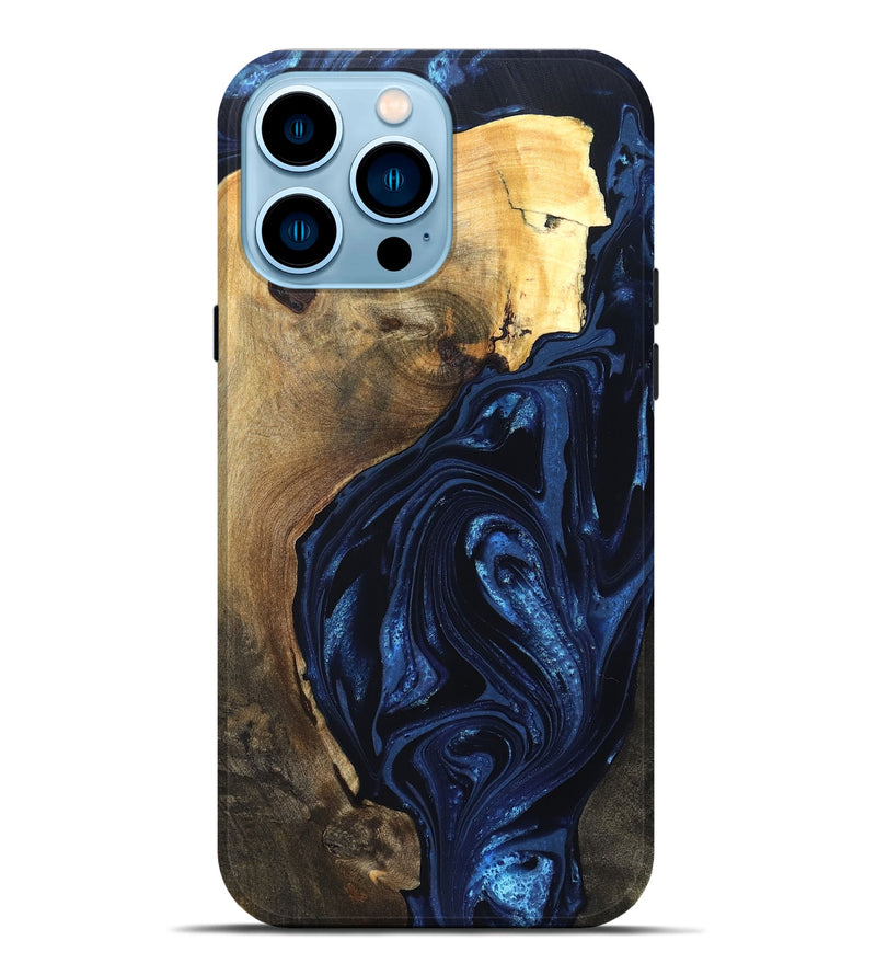iPhone 14 Pro Max Wood Live Edge Phone Case - Zariyah (Blue, 820702)