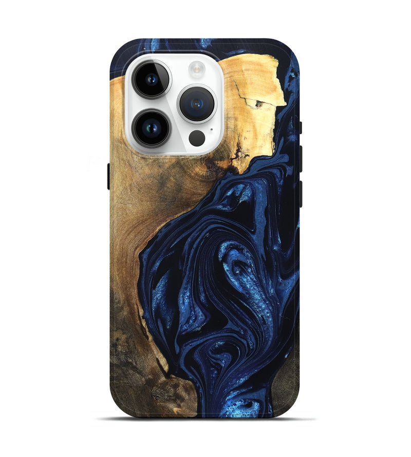 iPhone 15 Pro Wood Live Edge Phone Case - Zariyah (Blue, 820702)