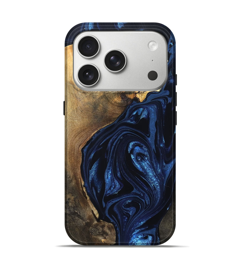 iPhone 17 Pro Wood Live Edge Phone Case - Zariyah (Blue, 820702)