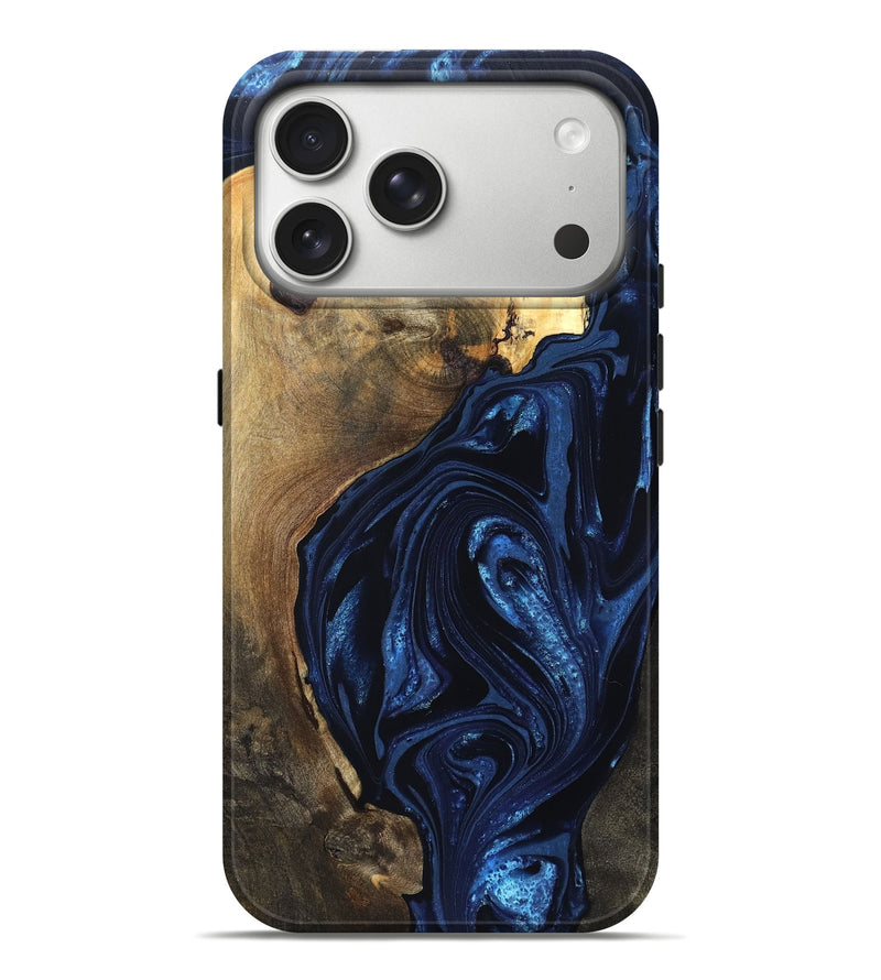 iPhone 17 Pro Max Wood Live Edge Phone Case - Zariyah (Blue, 820702)