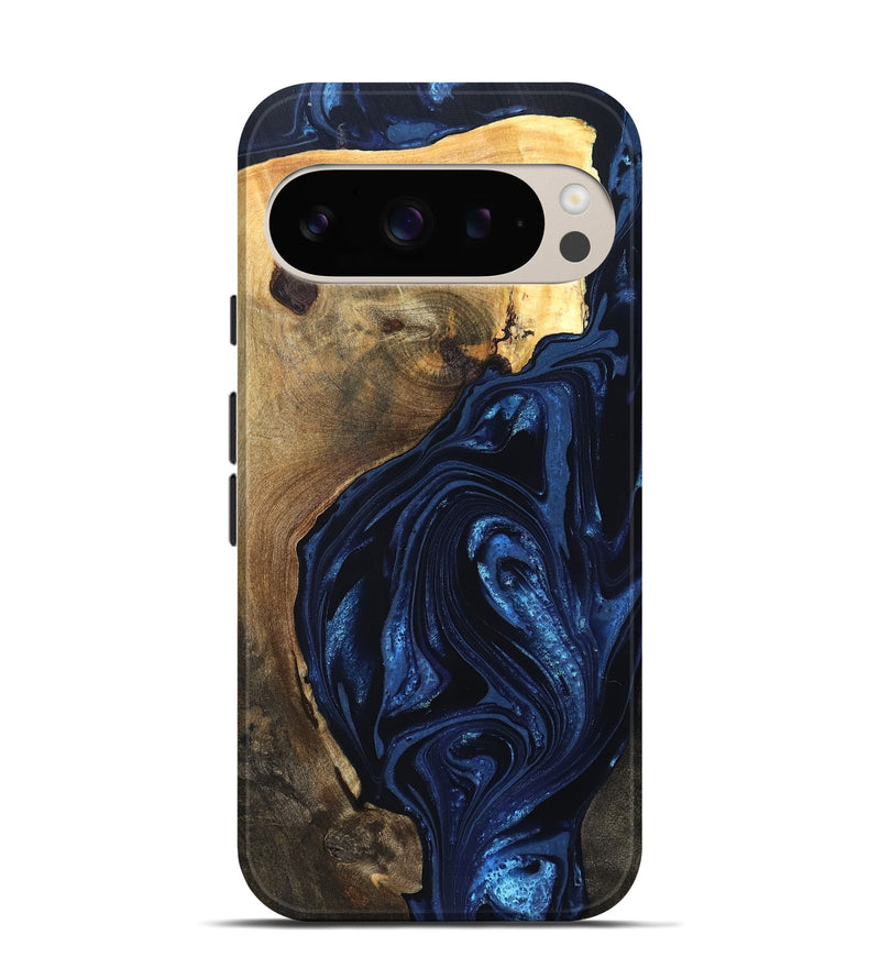 Pixel 9 Pro Wood Live Edge Phone Case - Zariyah (Blue, 820702)