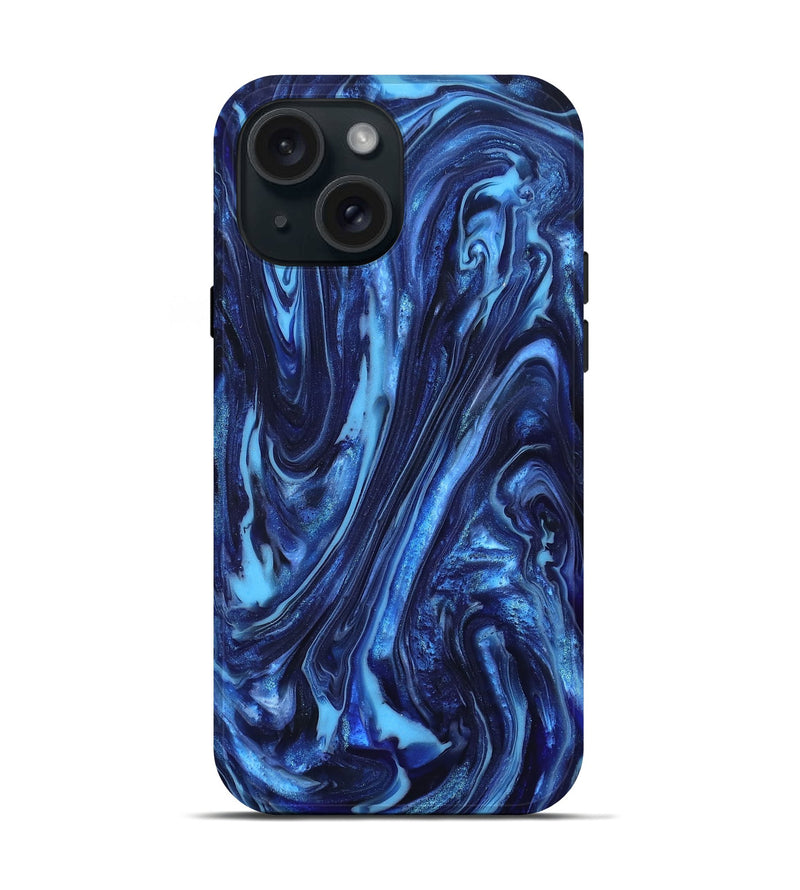 iPhone 15 ResinArt Live Edge Phone Case - Newt (Blue, 820703)