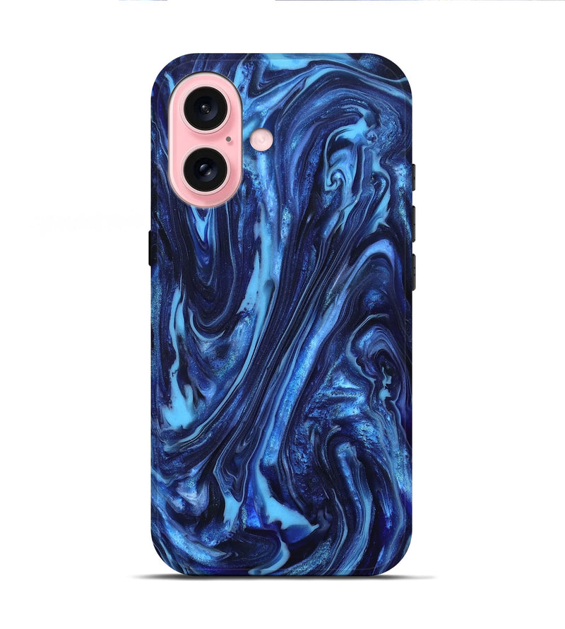 iPhone 16 ResinArt Live Edge Phone Case - Newt (Blue, 820703)