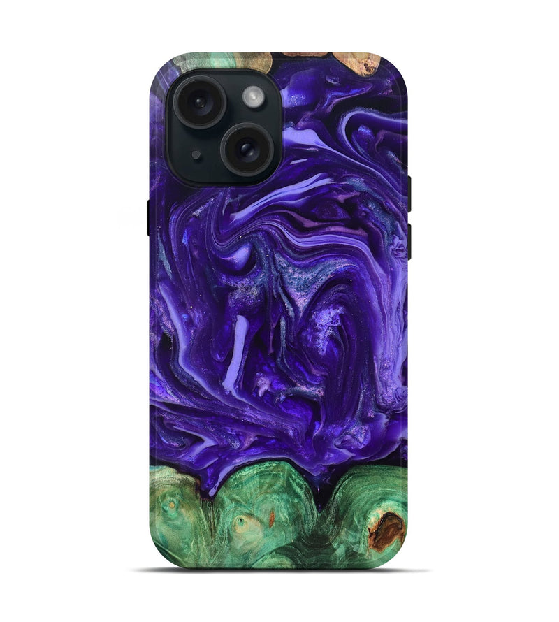 iPhone 15 Wood Live Edge Phone Case - Shelley (Purple, 820704)